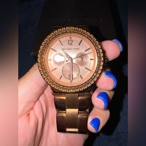 MK Rose Gold Rhinestone Watch